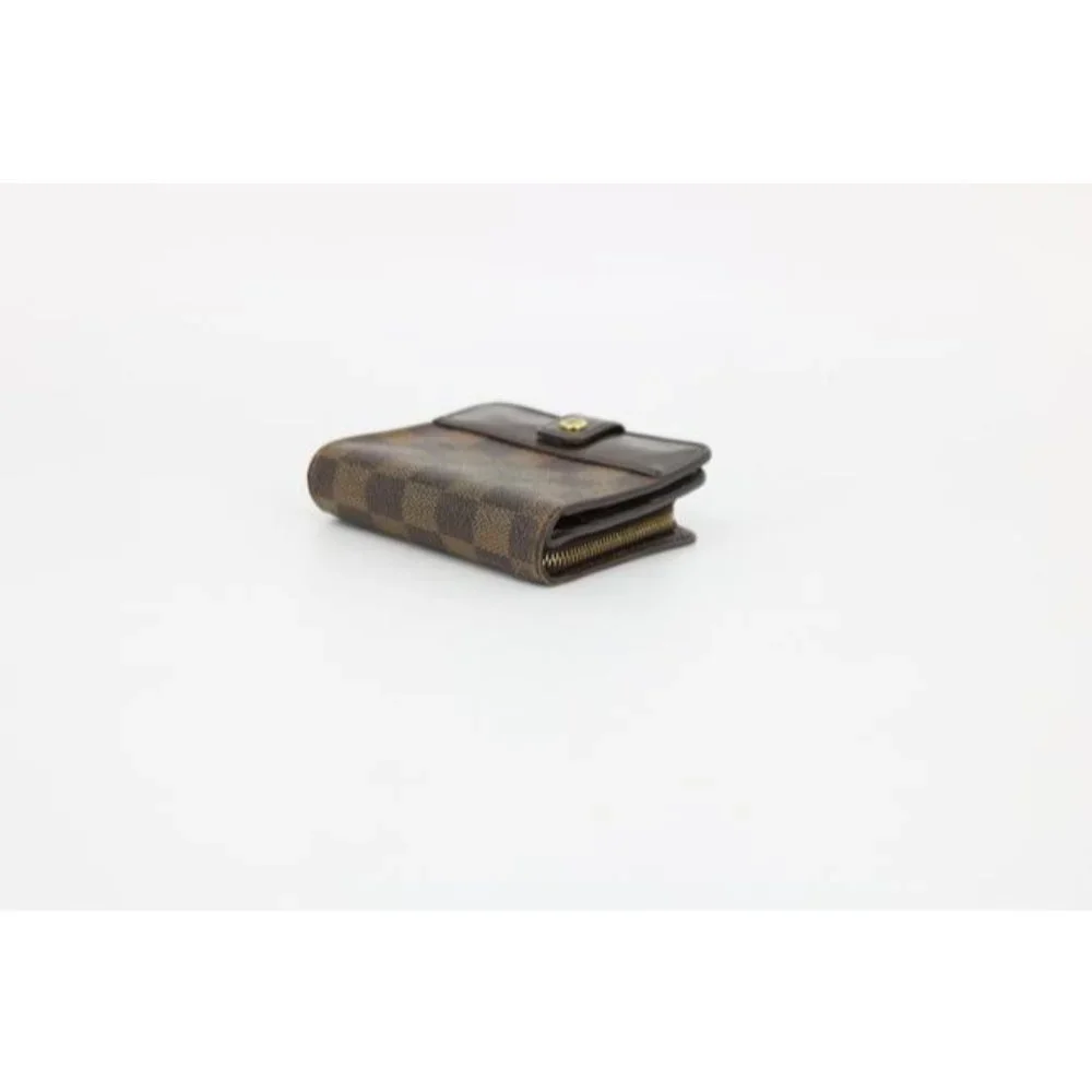 AUTHENTIC Louis Vuitton Brown Damier Ebene Compact Zip Wallet